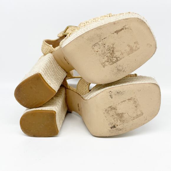 Coach Womens Nelly Raffia Ankle Strap Espadrille Platform High Heel Sandals 10 B - Picture 7 of 15